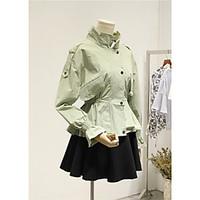womens casualdaily vintage spring jacket solid stand long sleeve regul ...