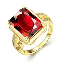womens band rings fashion birthstones elegant gemstone gold plated squ ...