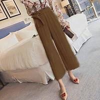 womens high rise strenchy chinos pants simple wide leg solid