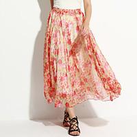 womens floral red skirts boho maxi