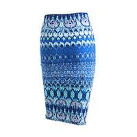 womens print blue red black gray skirts vintage street chic midi