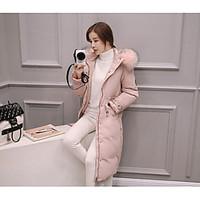 womens long down coat simple casualdaily solid cotton polypropylene lo ...