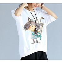 womens casualdaily simple t shirt animal print round neck length sleev ...