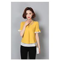 womens casualdaily simple blouse solid asymmetrical short sleeve polye ...