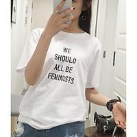 womens casualdaily simple spring summer t shirt letter round neck shor ...