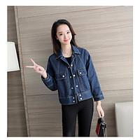 womens going out simple spring denim jacket solid shawl lapel long sle ...