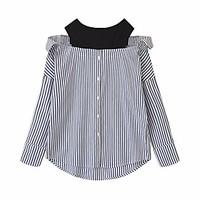 womens casualdaily active shirt striped round neck long sleeve others