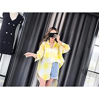 Women\'s Going out Simple Spring Trench Coat, Print Shawl Lapel Long Sleeve Regular Others