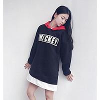 womens casualdaily hoodie solid letter hooded micro elastic cotton lon ...