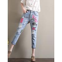 womens mid rise micro elastic jeans pants simple straight solid print