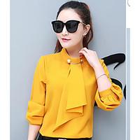 womens casualdaily simple summer blouse solid stand long sleeve rayon  ...