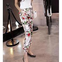 womens mid rise strenchy chinos pants simple loose print