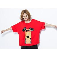 womens casualdaily simple t shirt solid animal print round neck short  ...