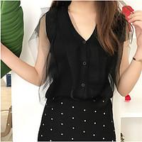 womens casualdaily simple regular cardigan solid v neck sleeveless oth ...