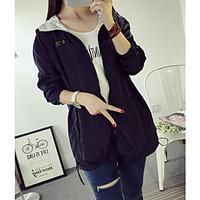 womens going out simple spring trench coat solid print hooded long sle ...