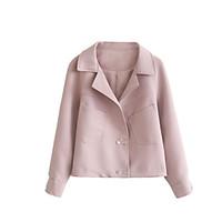 womens going out simple fall trench coat solid v neck long sleeve shor ...