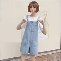 womens high rise micro elastic jeans overalls pants cute loose solid