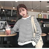 womens casualdaily sweatshirt striped crew neck inelastic cotton long  ...