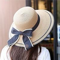 Women\'s Summer Wide Brim Bowknot Foldable Sun Hats