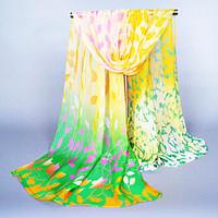 Womens Fashion Georgette Silk Leaves Print Vintage /Sexy /Cute / Party / Casual Scarfs 16050CM
