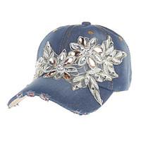 Women\'s Handmade Studded With Diamonds Of Old Denim Fashion Summer Or Spring Simple Sun Heart Print Baseball Hats Caps