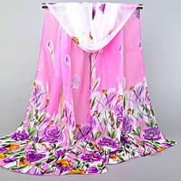 womens fashion chiffon plant flowers fuchsia orange red blue floral pr ...