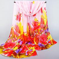 Womens Fashion Chiffon Plant Flowers Fuchsia/Pink/Light Blue/White Floral Print Scarfs 15550CM