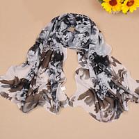 Women\'s Chiffon Scarf Cute Party Casual Rectangle Pink/Black/Blue/Grey/Fuchsia/Brown Print Scarves