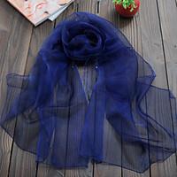 Women Scarf Cute Party Casual Rectangle Navy Blue/Green/Army Green Solid Scarves Organza