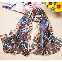 Women\'s Chiffon Scarf Cute Party Casual Rectangle Blue/Purple Leopard Print Scarves Polyester