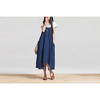 womens high rise micro elastic overalls pants simple loose solid