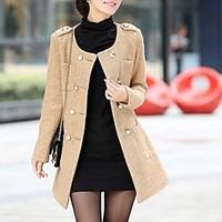 womens casualdaily simple coat solid notch lapel long sleeve winter pi ...