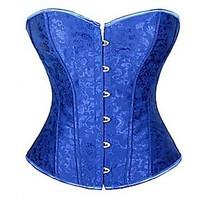 Women Overbust Corset NightwearSexy / Push-Up Print-Medium Cotton Blue Women\'s corset