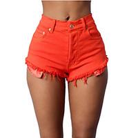 Women\'s Low Rise Micro-elastic Shorts Pants, Street chic Sexy Slim Pure Color Solid