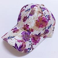 Women Summer Baseball Hat Sequins Rose Flower Prints Outdoor Hip Hop Sun Hat