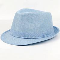 Women Men England Vintage Casual Sunscreen Linen Hat Pure Color Jazz Flat Top Cap