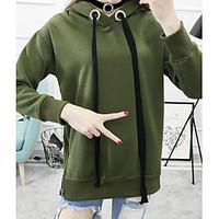 womens casualdaily sports hoodie solid hooded strenchy cotton long sle ...