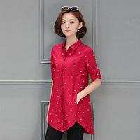 Women\'s Going out Casual/Daily Sexy Cute Shirt, Animal Print Shirt Collar Long Sleeve Rayon