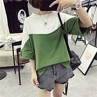 womens daily simple t shirt solid round neck short sleeve silk