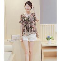 womens casualdaily simple summer blouse print v neck short sleeve rayo ...