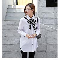womens casualdaily simple summer shirt solid shirt collar long sleeve  ...