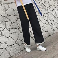 womens high rise micro elastic chinos pants simple straight solid