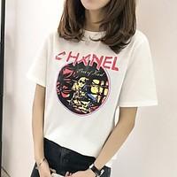 womens daily cute t shirt color block round neck short sleeve others