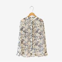 womens casual sexy shirt floral stand long sleeve others