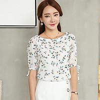 womens casual simple t shirt floral round neck short sleeve others