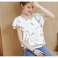 womens casual sexy t shirt floral round neck short sleeve others