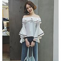 womens birthday sexy t shirt color block boat neck 34 length sleeve ot ...