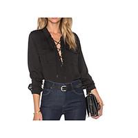 womens going out sexy shirt solid shirt collar long sleeve cotton thin