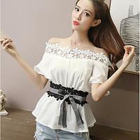 womens casual sexy t shirt print boat neck short sleeve others