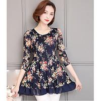 womens going out casualdaily holiday vintage chinoiserie blouse solid  ...